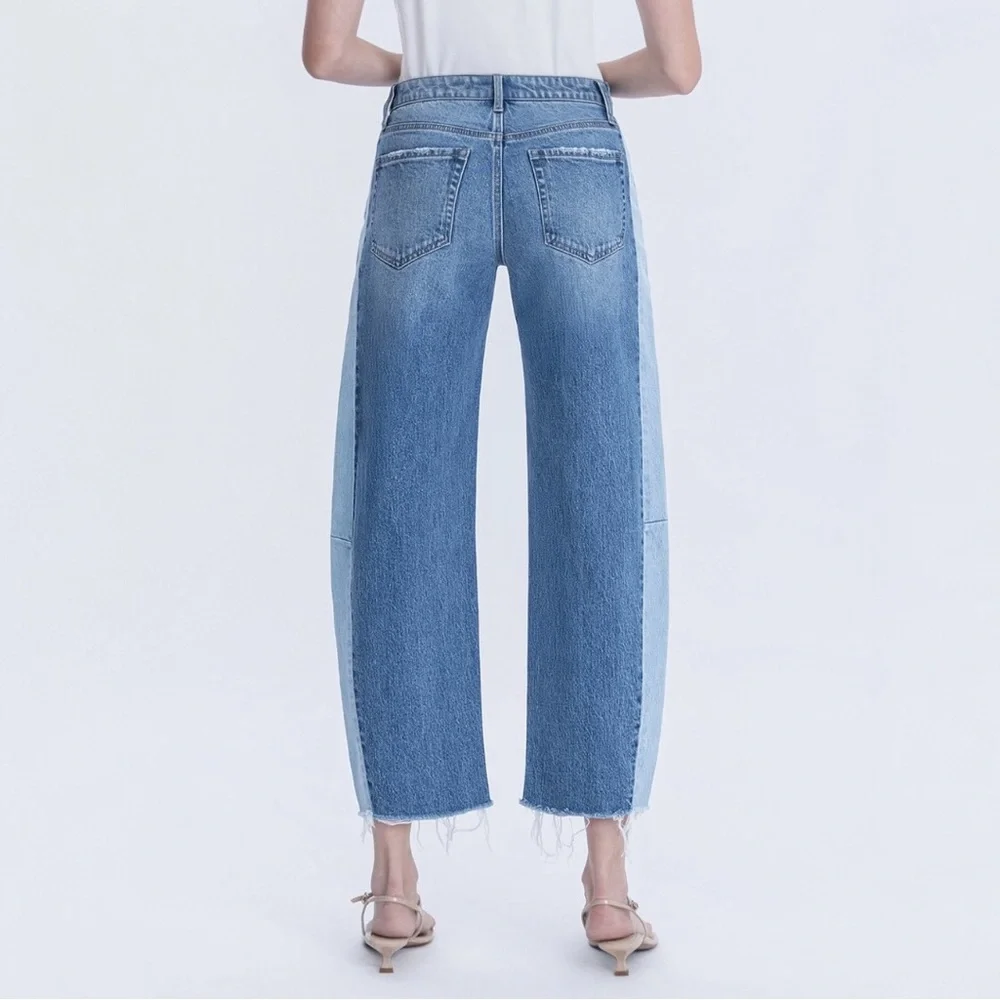 Flying Monkey High Rise Two Tone Barrel Leg Jeans - Picture 8 of 9